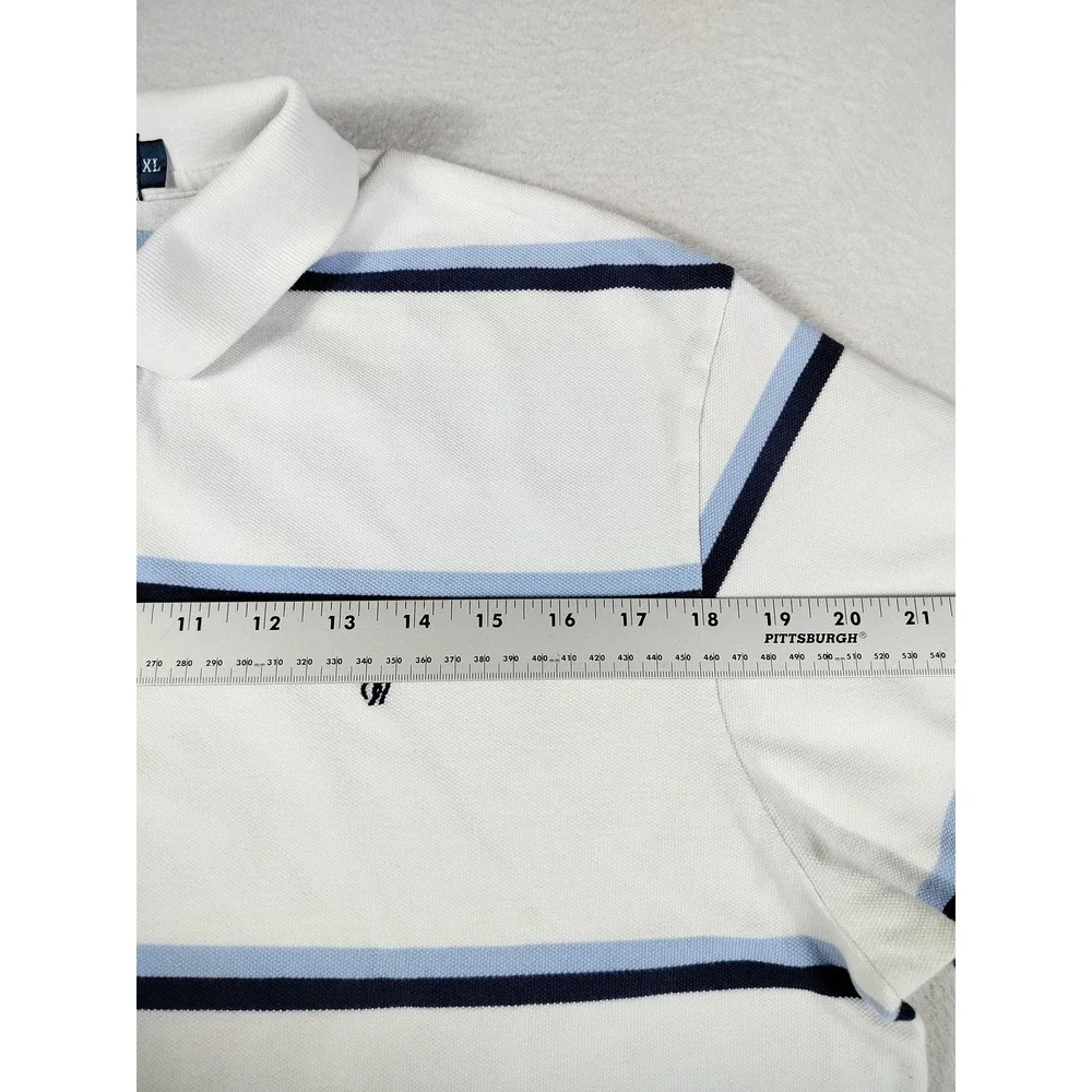 Vintage‎ Polo Ralph Lauren Shirt Mens XL White Blue Striped Pony Preppy Casual